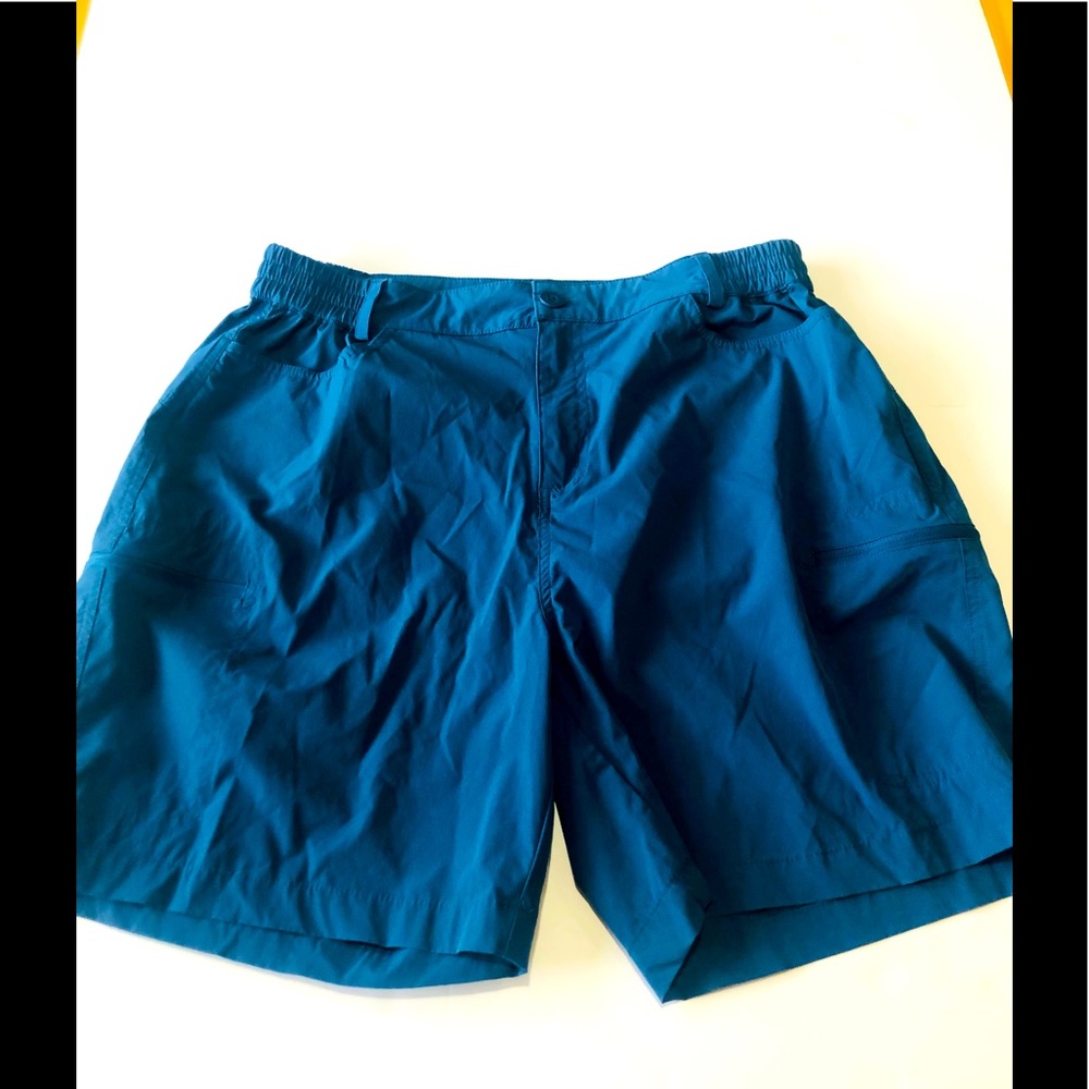 Viodia Mens Blue  Stretch Elastic Waist Zip Pocket Athletic Hiking Shorts Size L